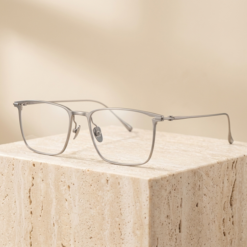 Chashma Ottica Men's Full Rim Square Titanium Eyeglasses 776253 - Light Gray