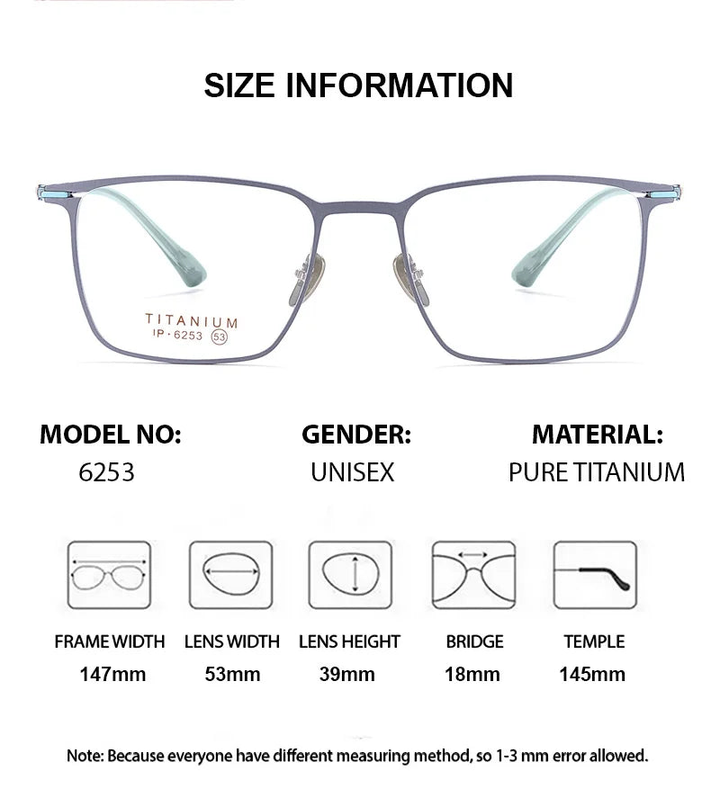 Chashma Ottica 776253 Eyeglasses — Frame Dimensions and Sizing Chart