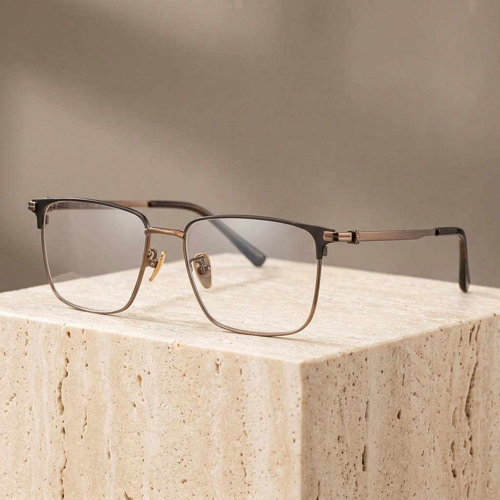 Chashma Ottica Men's Full Rim Square Titanium Eyeglasses 966024 - Bronze