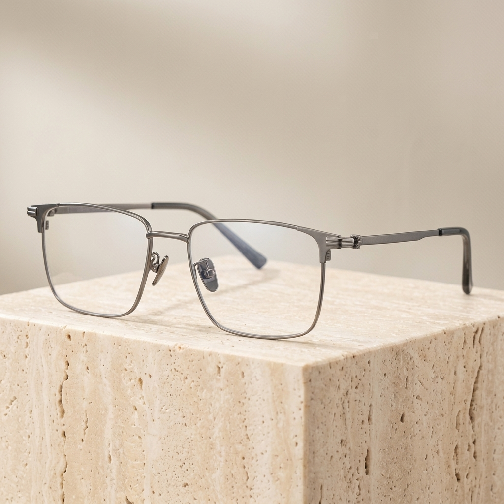 Chashma Ottica Men's Full Rim Square Titanium Eyeglasses 966024 - Gray
