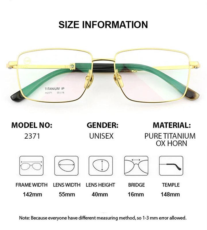 Chashma Ottica 792371 Eyeglasses — Frame Dimensions and Sizing Chart