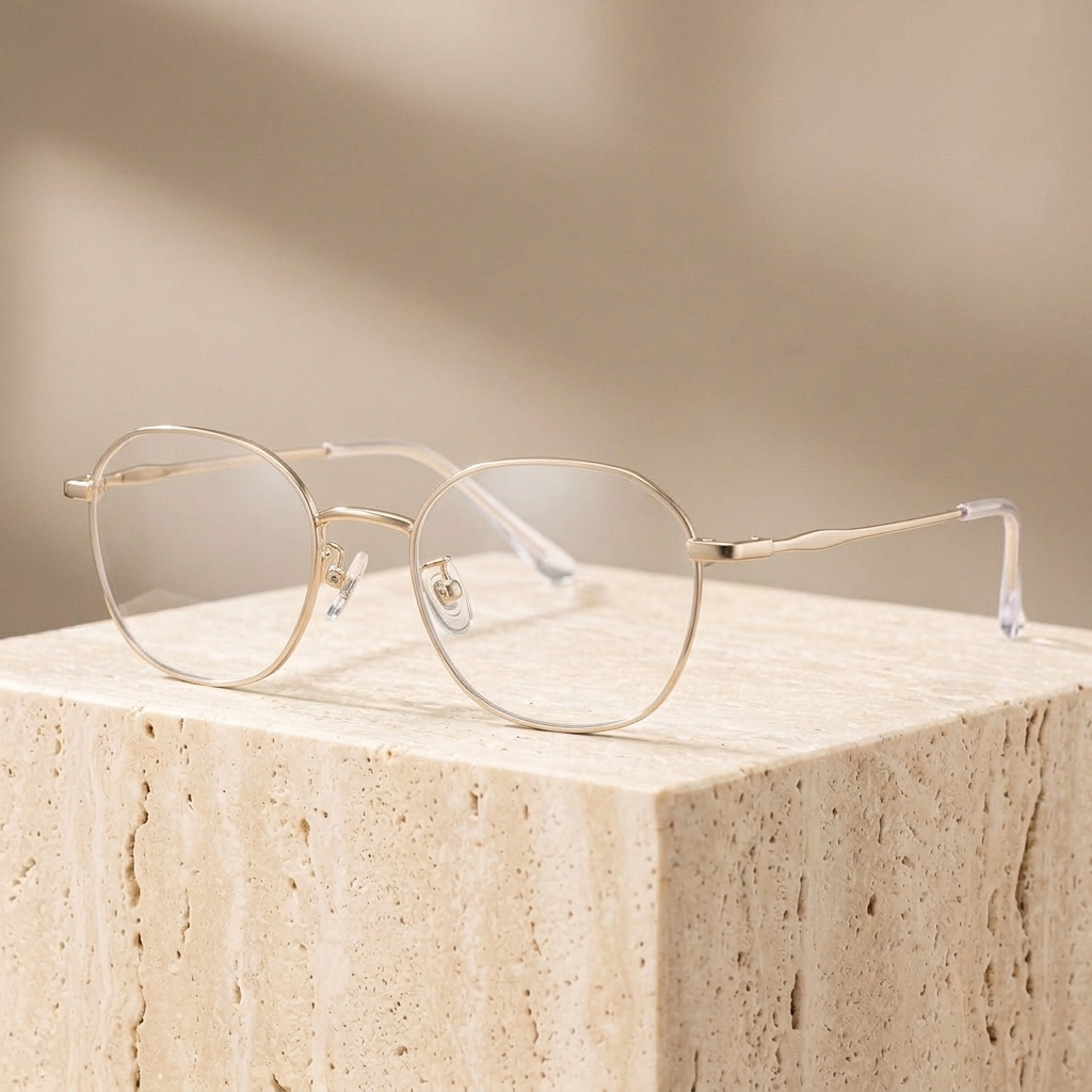 Chashma Ottica Unisex Full Rim Polygon Oval Titanium Eyeglasses 406292 - White