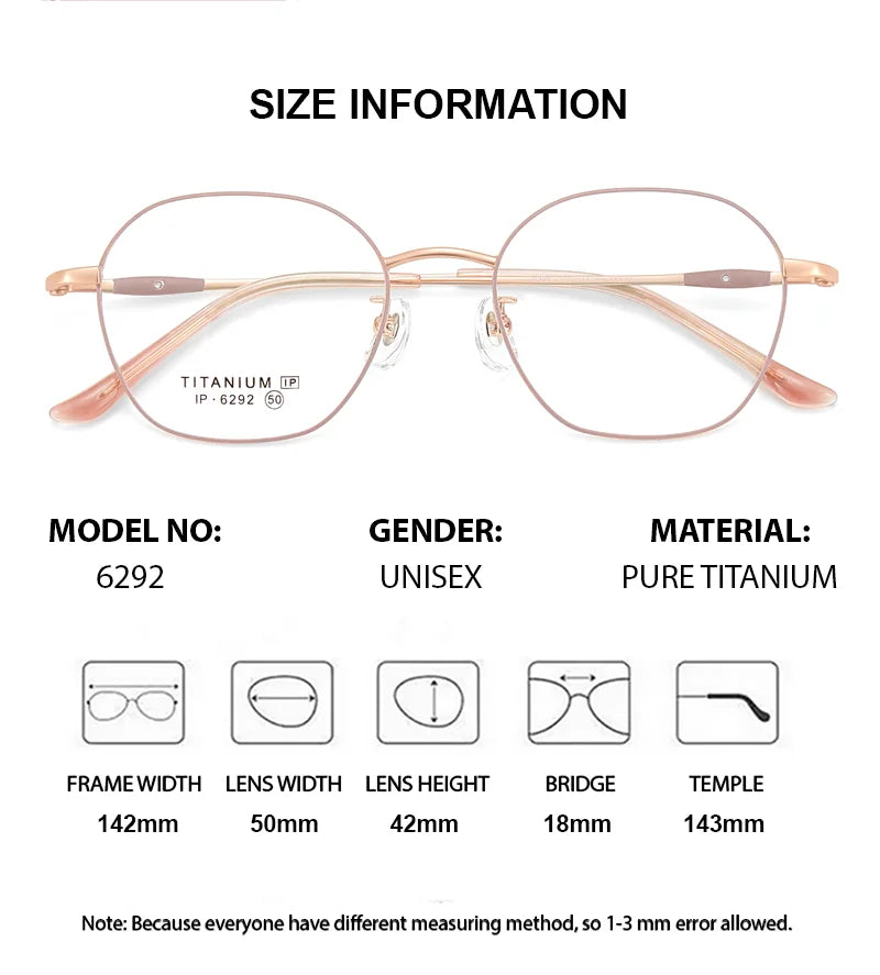 Chashma Ottica Unisex Full Rim Polygon Oval Titanium Eyeglasses 406292 - Size Chart