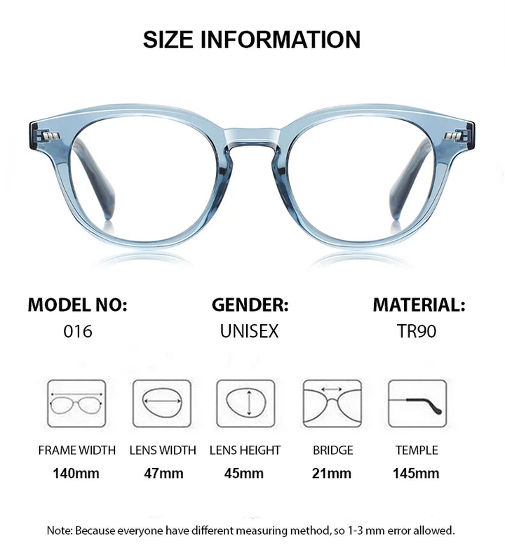 Chashma Ottica 774106 Eyeglasses — Frame Dimensions and Sizing Chart