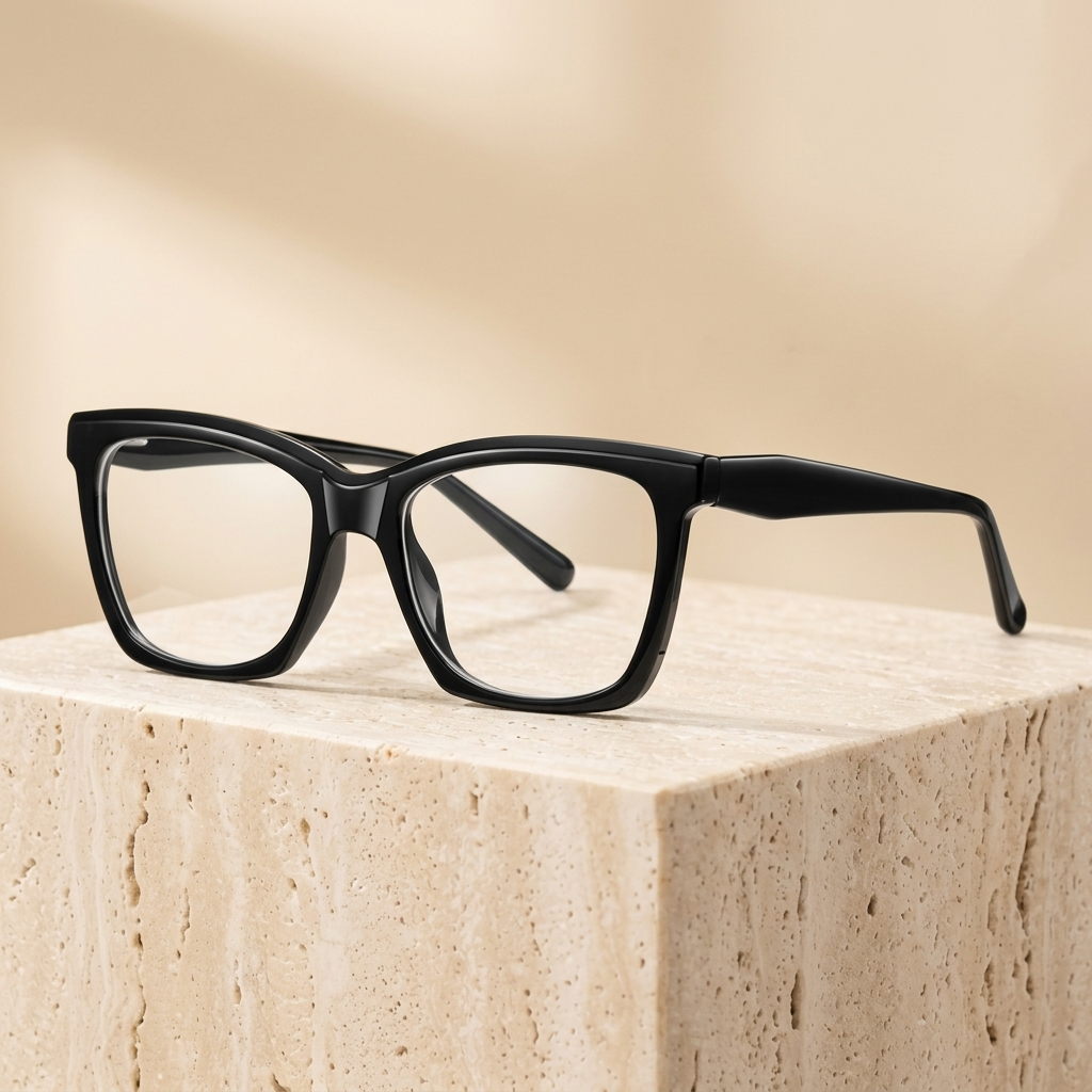 Chashma Ottica Unisex Full Rim Square Tr 90 Titanium Eyeglasses 40003 - Black