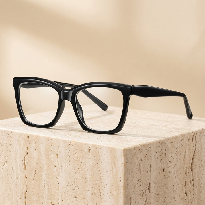 Chashma Ottica Unisex Full Rim Square Tr 90 Titanium Eyeglasses 40003 - Black
