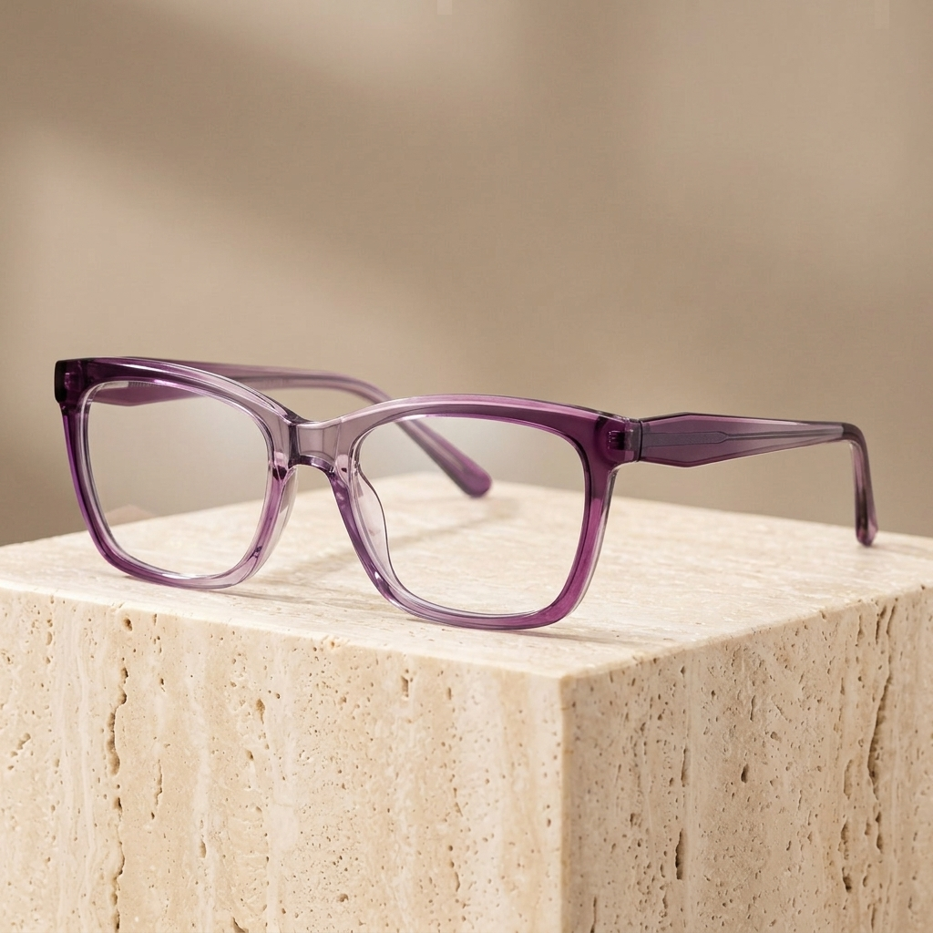 Chashma Ottica Unisex Full Rim Square Tr 90 Titanium Eyeglasses 40003 - Purple