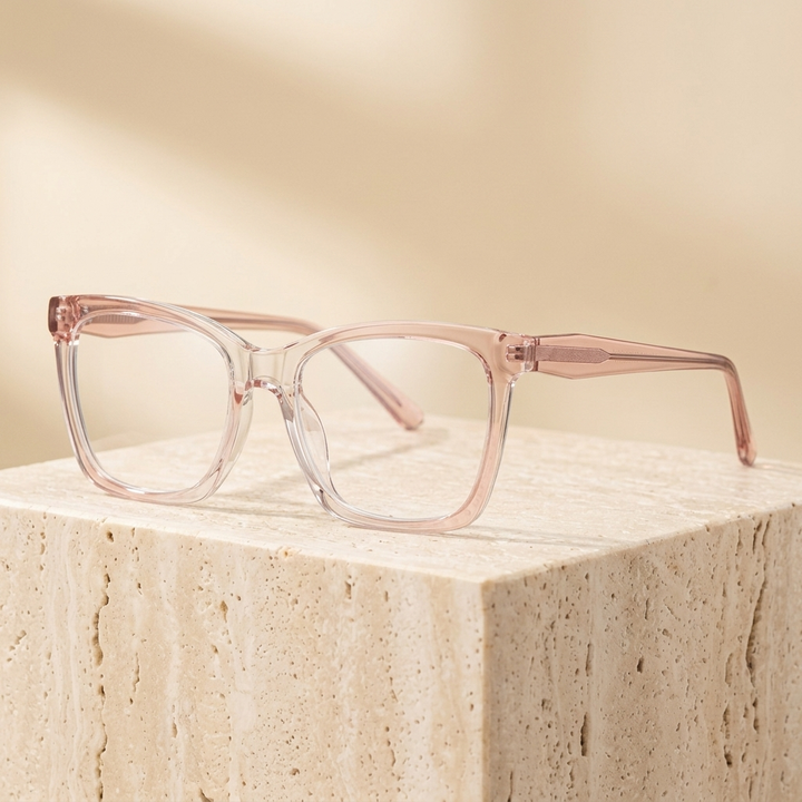 Chashma Ottica Unisex Full Rim Square Tr 90 Titanium Eyeglasses 40003 - Pink