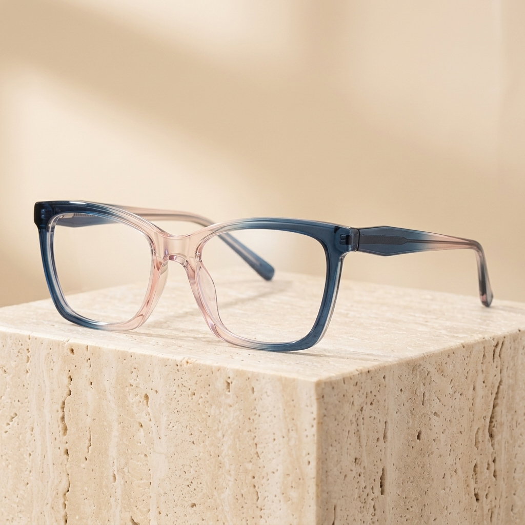 Chashma Ottica Unisex Full Rim Square Tr 90 Titanium Eyeglasses 40003 - Blue Pink