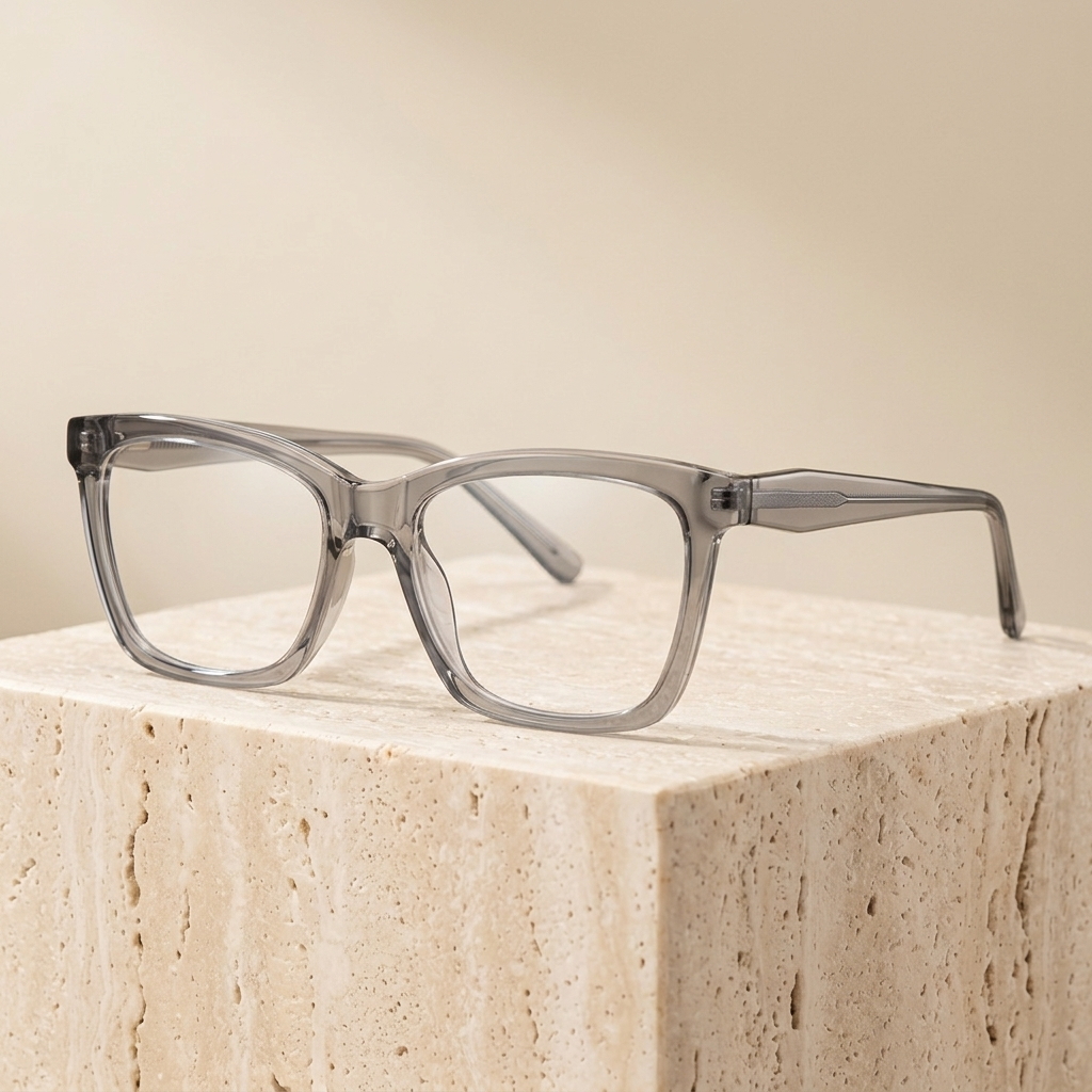 Chashma Ottica Unisex Full Rim Square Tr 90 Titanium Eyeglasses 40003 - Gray