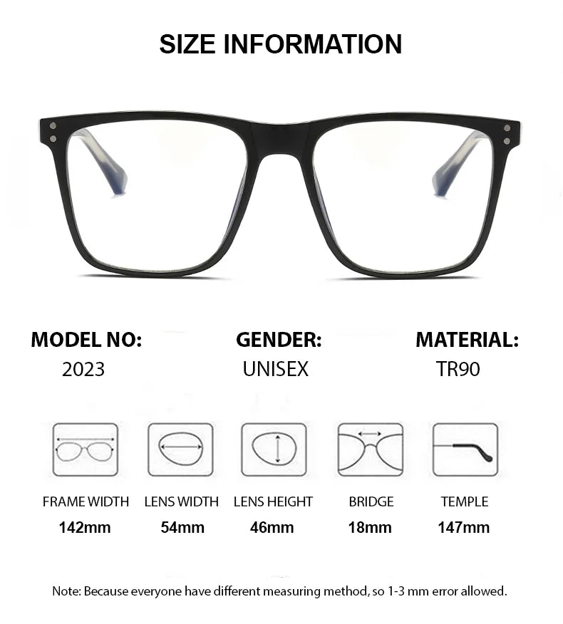 Chashma Ottica Unisex Full Rim Square Tr 90 Titanium Eyeglasses 402023 - Size Chart