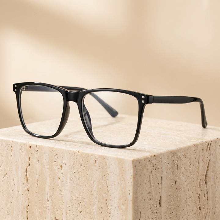 Chashma Ottica Unisex Full Rim Square Tr 90 Titanium Eyeglasses 402023 - Bright Black