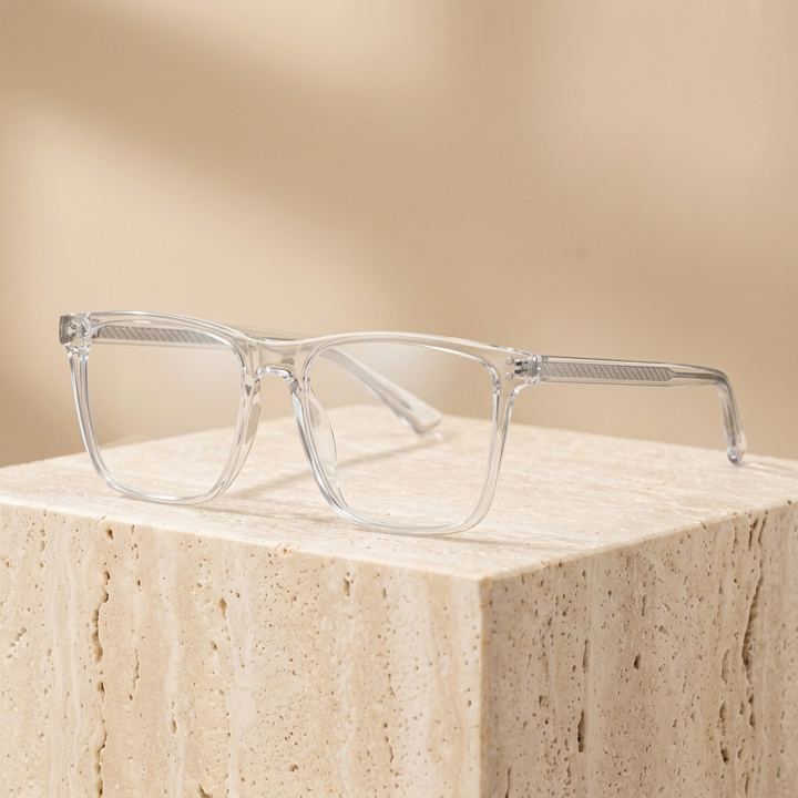 Chashma Ottica Unisex Full Rim Square Tr 90 Titanium Eyeglasses 402023 - Transparent