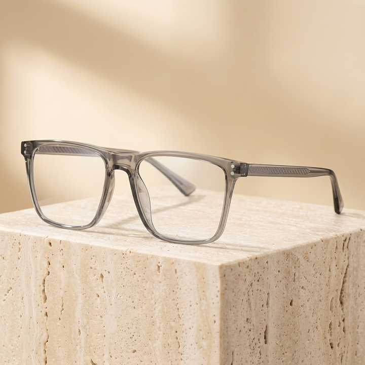 Chashma Ottica Unisex Full Rim Square Tr 90 Titanium Eyeglasses 402023 - Transparent Gray