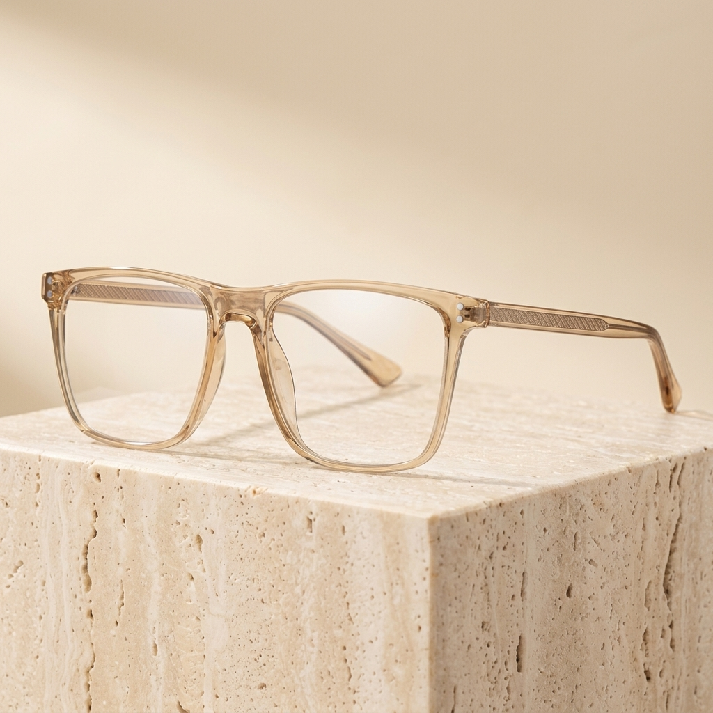 Chashma Ottica Unisex Full Rim Square Tr 90 Titanium Eyeglasses 402023 - Transparent Brown