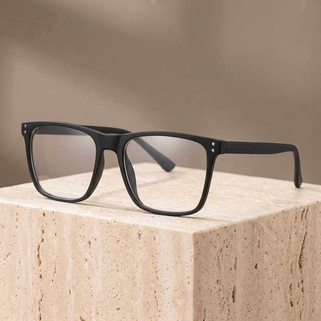 Chashma Ottica Unisex Full Rim Square Tr 90 Titanium Eyeglasses 402023 - Matte Black