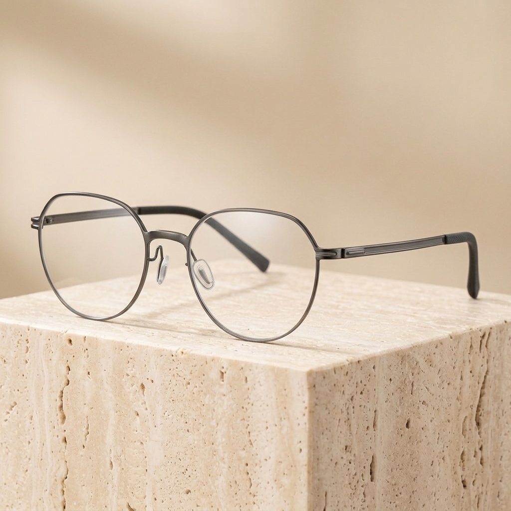 Chashma Ottica Unisex Full Rim Titanium Prescription Eyeglasses 460 - Gray