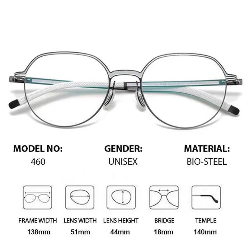 Chashma Ottica 460 Eyeglasses — Frame Dimensions and Sizing Chart