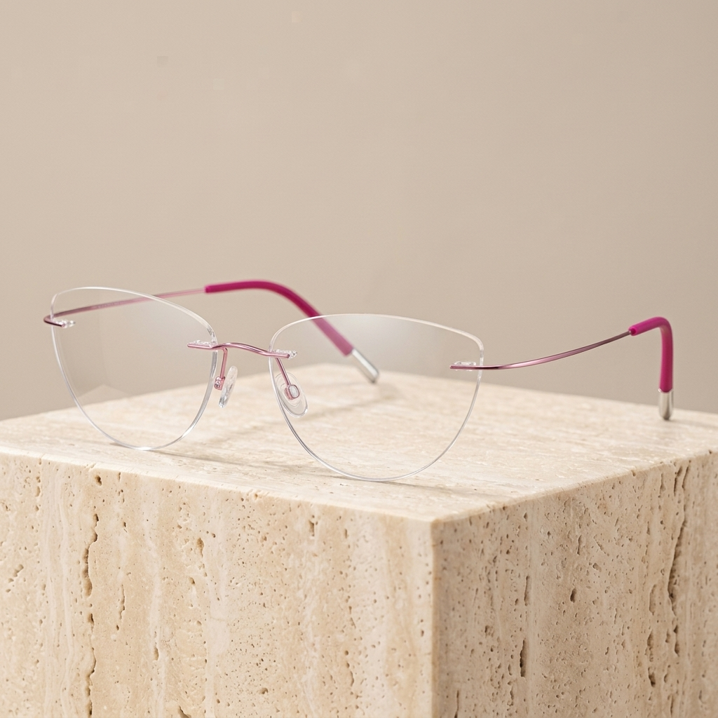 Chashma Ottica Unisex Rimless Cat Eye Titanium Eyeglasses 720003 — view 1 | Chashma Ottica at FuzWeb