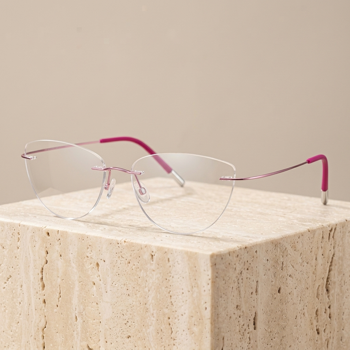 Chashma Ottica Unisex Rimless Cat Eye Titanium Eyeglasses 720003 — view 1 | Chashma Ottica at FuzWeb