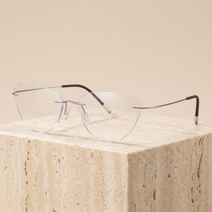 Chashma Ottica Unisex Rimless Cat Eye Titanium Eyeglasses 720003 — view 2 | Chashma Ottica at FuzWeb