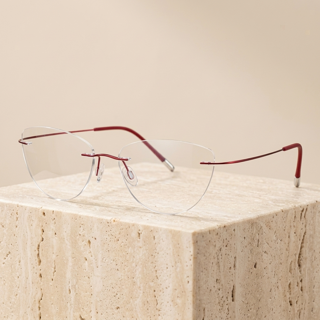 Chashma Ottica Unisex Rimless Cat Eye Titanium Eyeglasses 720003 — view 3 | Chashma Ottica at FuzWeb