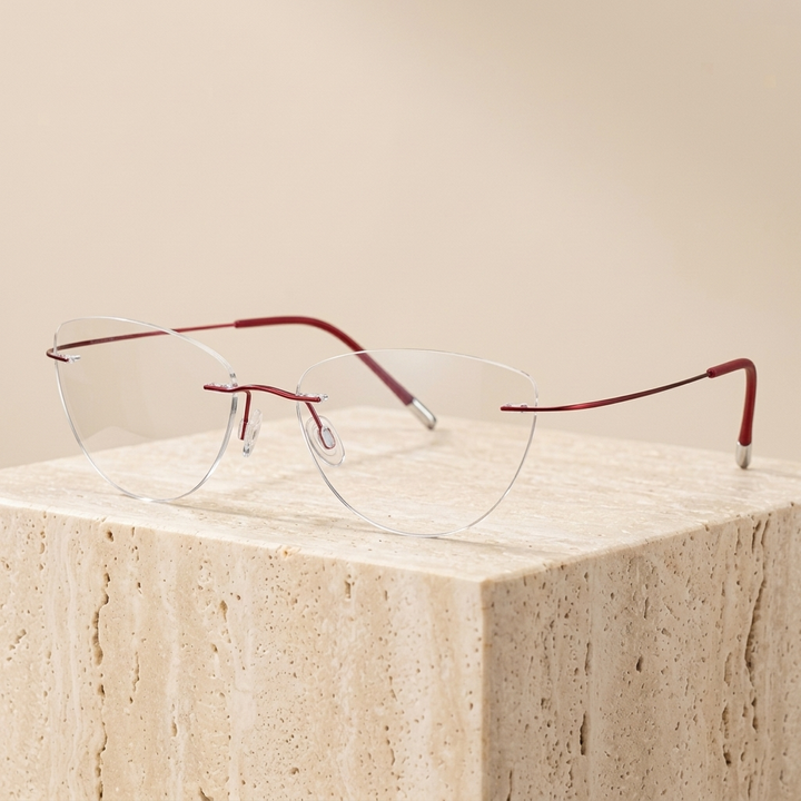 Chashma Ottica Unisex Rimless Cat Eye Titanium Eyeglasses 720003 — view 3 | Chashma Ottica at FuzWeb