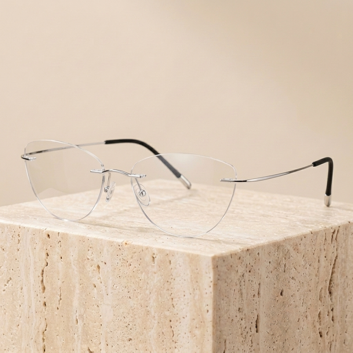 Chashma Ottica Unisex Rimless Cat Eye Titanium Eyeglasses 720003 — view 4 | Chashma Ottica at FuzWeb