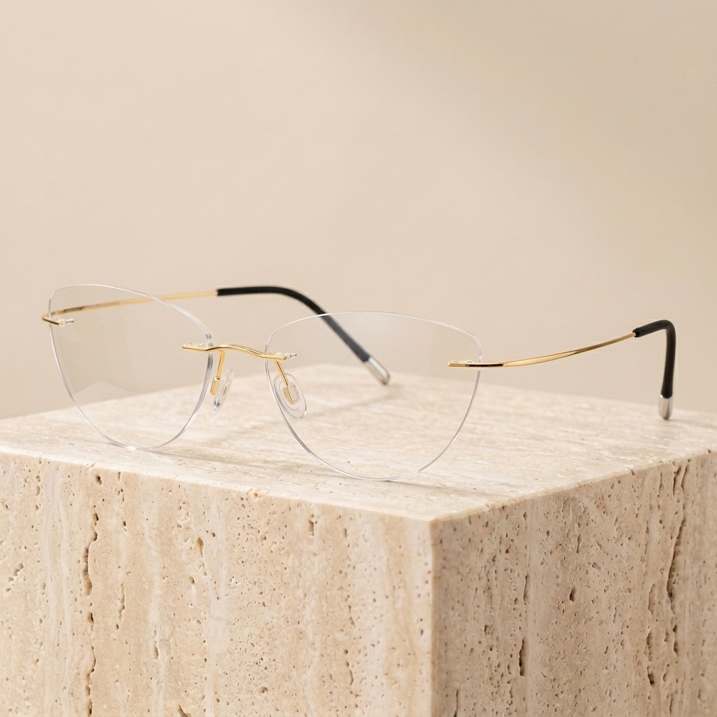 Chashma Ottica Unisex Rimless Cat Eye Titanium Eyeglasses 720003 — view 6 | Chashma Ottica at FuzWeb