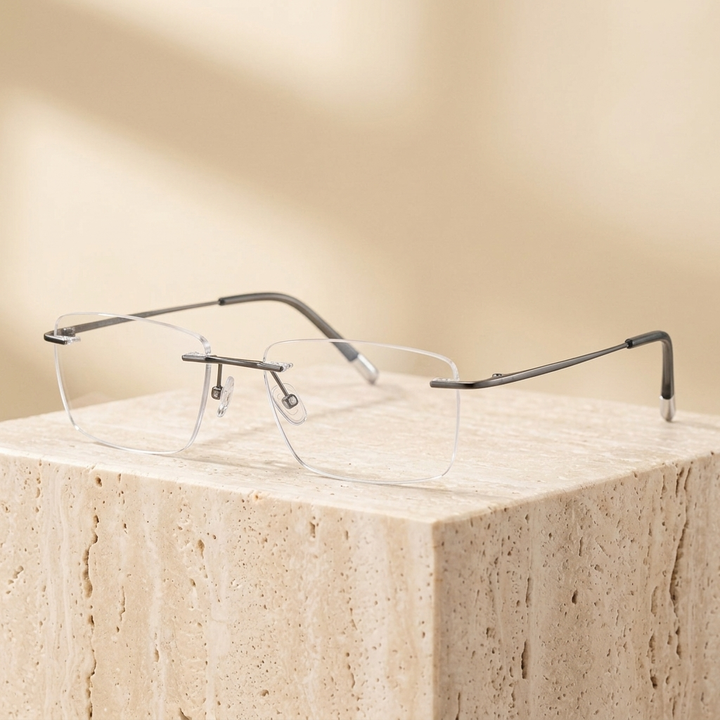 Chashma Ottica Unisex Rimless Titanium Prescription Eyeglasses 16011 — view 4 | Chashma Ottica at FuzWeb