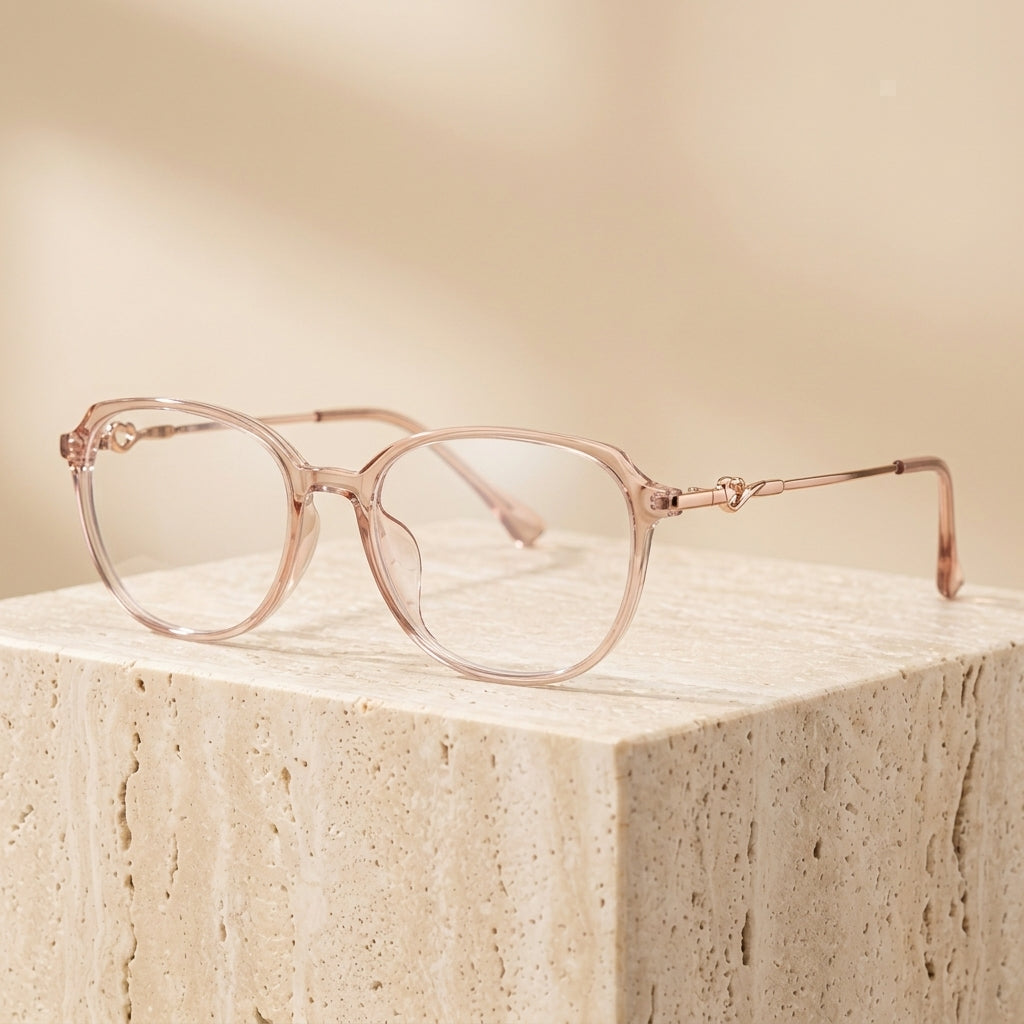 Chashma Ottica Women's Full Rim Oval Tr 90 Titantium Eyeglasses 37123 - Transparent Pink
