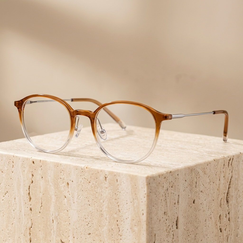 Chashma Ottica Women's Full Rim Round Tr 90 Titanium Eyeglasses 718276 - Gradient Brown