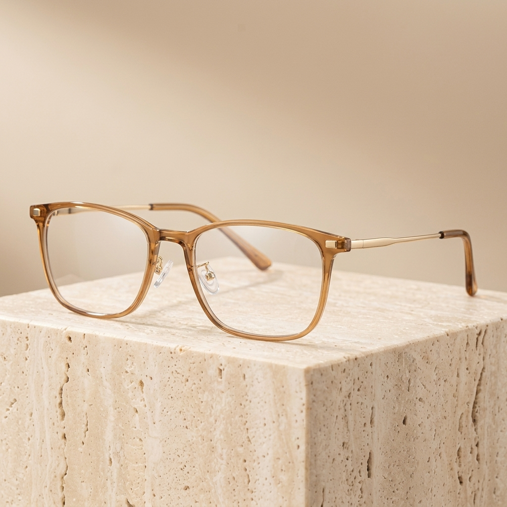 Chashma Ottica Women's Full Rim Square Acetate Alloy Eyeglasses 930302 - Transparent Brown