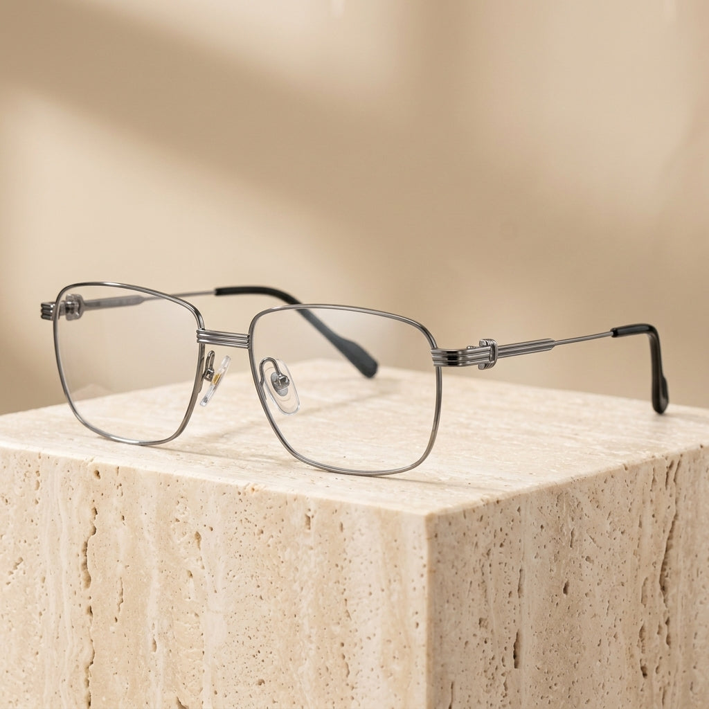Chashma Ottica Women's Full Rim Square Titanium Eyeglasses 20294 - Bright Gray