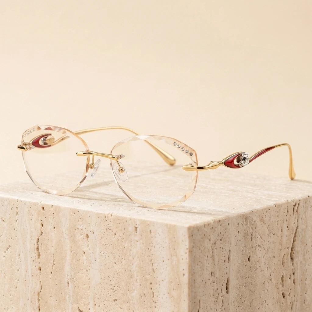 Chashma Women's Rimless Oval Titanium Eyeglasses P208 - Lenses no Flower