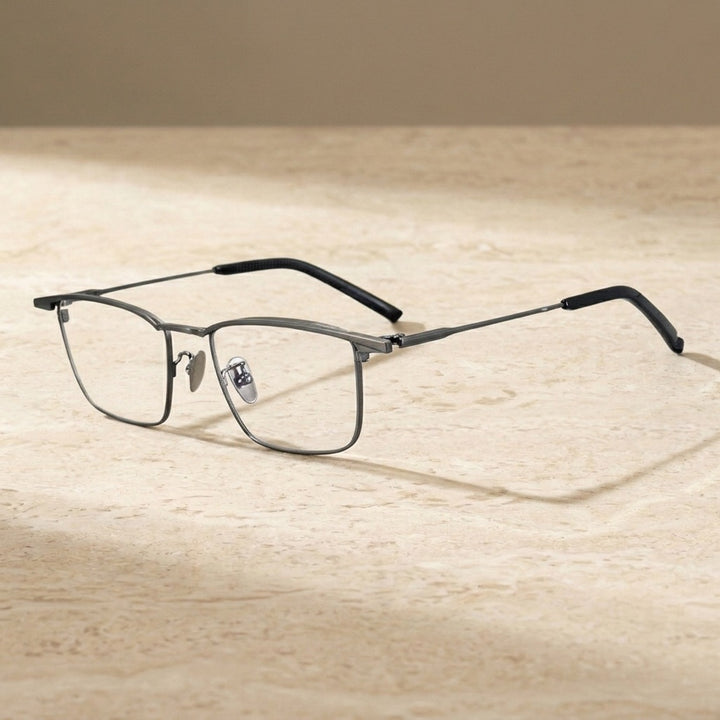 Chashma Unisex Full Rim Big Square Brow Line Titanium Eyeglasses 881156 — view 1 | Chashma at FuzWeb