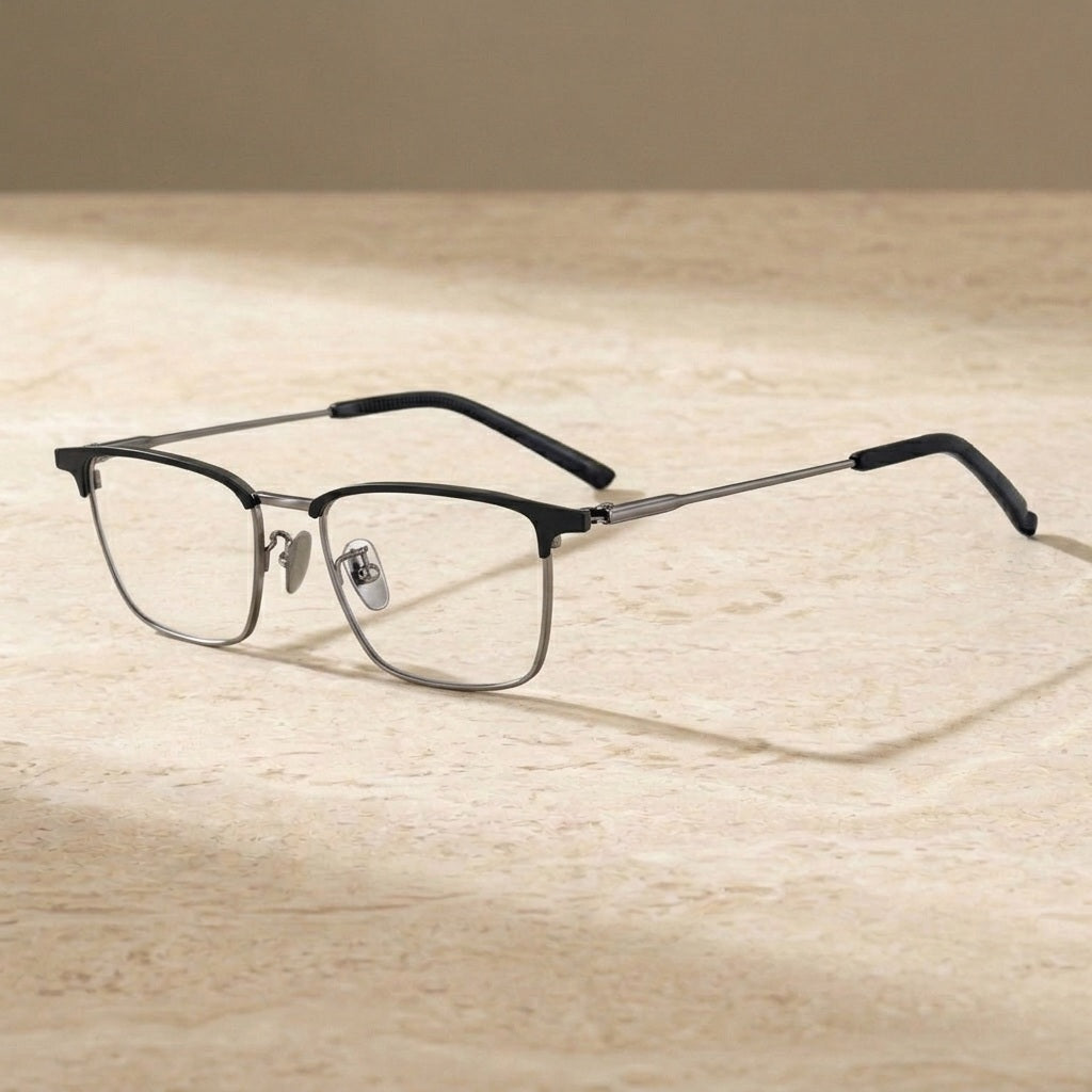 Chashma Unisex Full Rim Big Square Brow Line Titanium Eyeglasses 881156 — view 6 | Chashma at FuzWeb