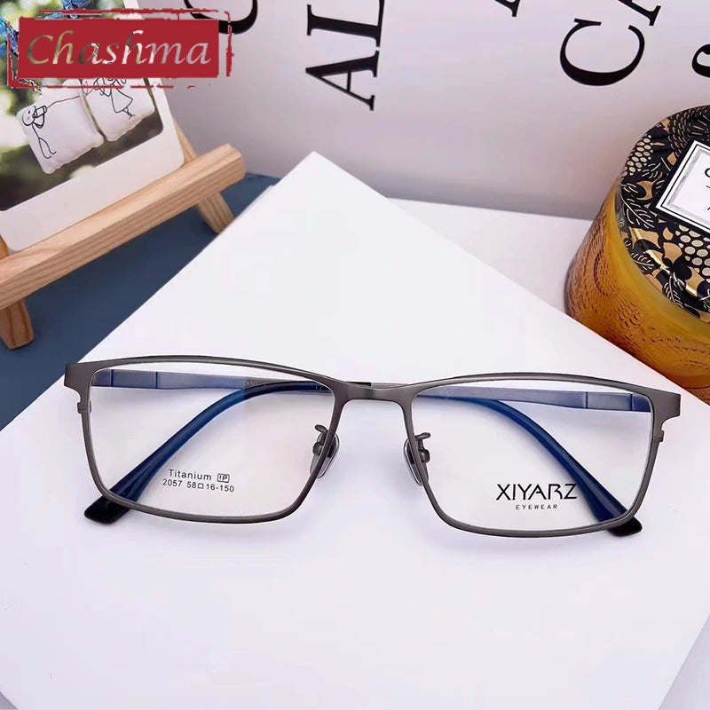 Chashma Unisex Full Rim Big Square Titanium Eyeglasses 882057 - C2-Matte Gray