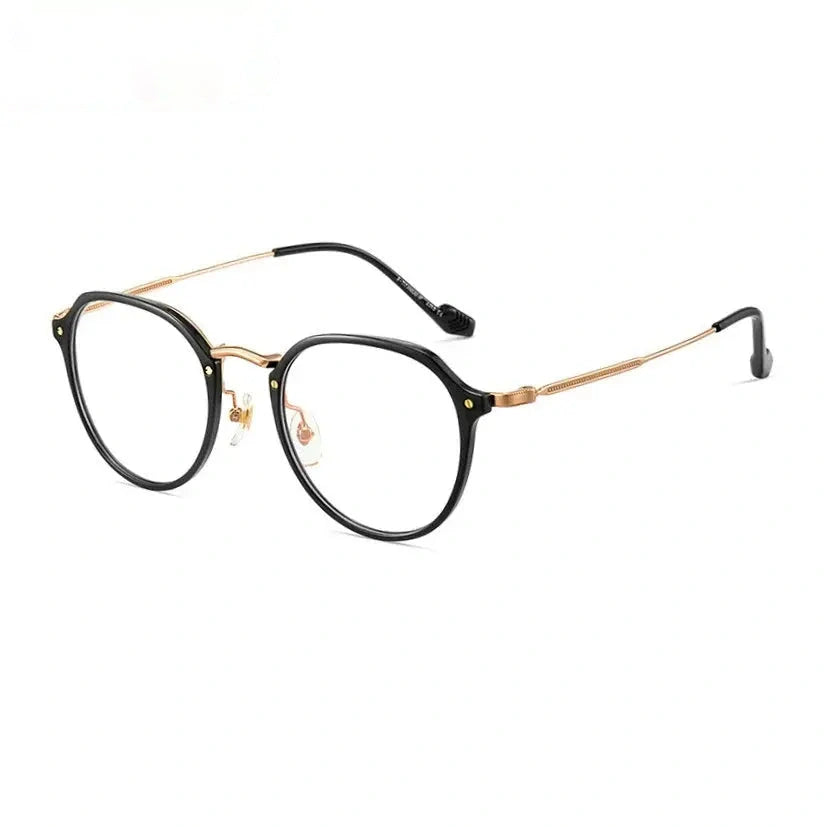 Chashma Unisex Full Rim Flat Top Oval Tr 90 Titanium Eyeglasses 888076 - Black Gold