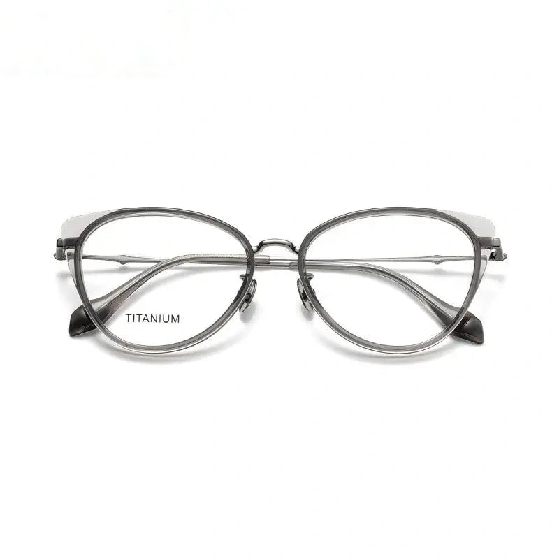 Chashma Unisex Full Rim Oval Acetate Titanium Eyeglasses 881660 - C13-Transp Gray
