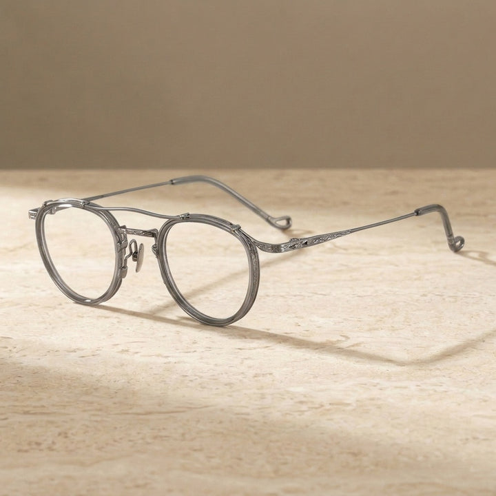 Chashma Unisex Full Rim Oval Double Bridge Acetate Titanium Eyeglasses 881715 — view 1 | Chashma at FuzWeb