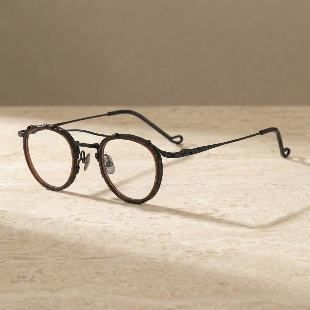 Chashma Unisex Full Rim Oval Double Bridge Acetate Titanium Eyeglasses 881715 — view 3 | Chashma at FuzWeb