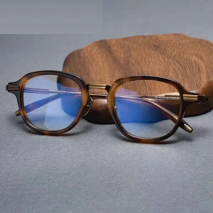 Chashma Unisex Full Rim Oval Square Acetate Titanium Eyeglasses 778828 - Leopard
