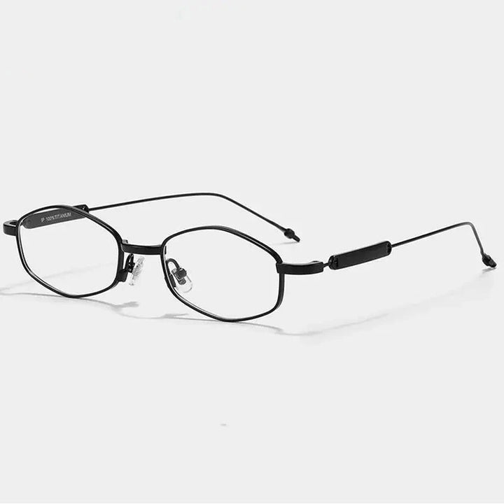 Chashma Unisex Full Rim Oval Square Titanium Eyeglasses 778218 - Black