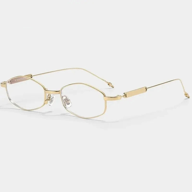 Chashma Unisex Full Rim Oval Square Titanium Eyeglasses 778218 - Gold