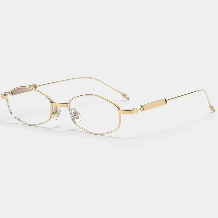 Chashma Unisex Full Rim Oval Square Titanium Eyeglasses 778218 - Gold