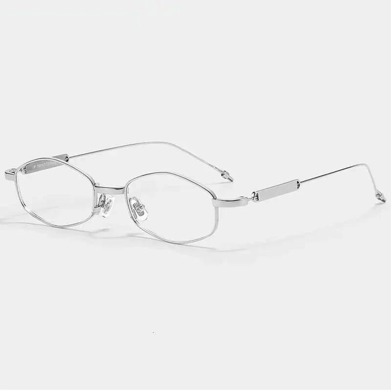 Chashma Unisex Full Rim Oval Square Titanium Eyeglasses 778218 - Silver