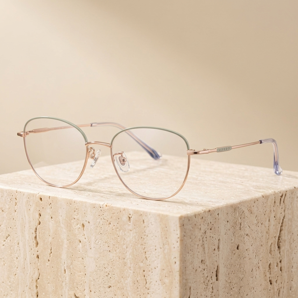 Chashma  Unisex Full Rim Oval Square Titanium Eyeglasses 406289 - Rose Gold