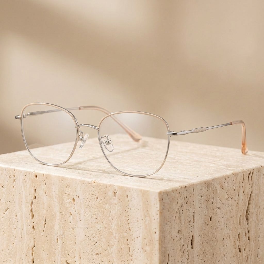 Chashma  Unisex Full Rim Oval Square Titanium Eyeglasses 406289 - Green-Rose Gold