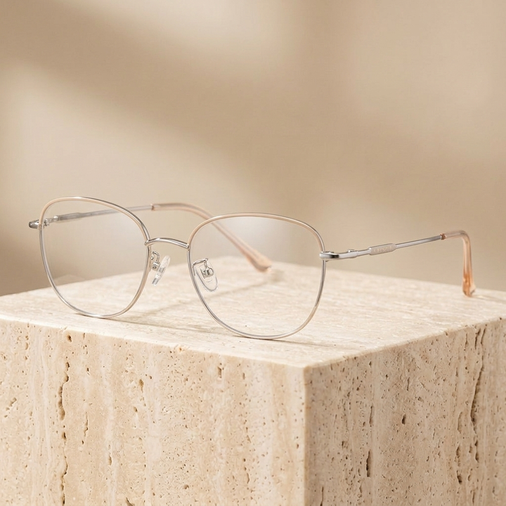 Chashma  Unisex Full Rim Oval Square Titanium Eyeglasses 406289 - Green-Rose Gold